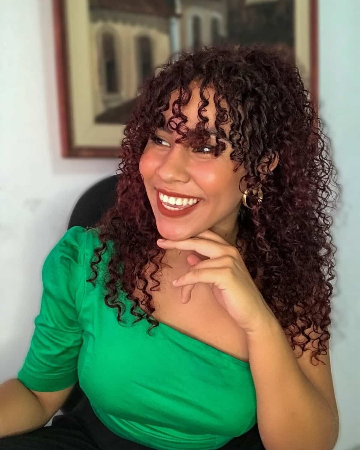 21 cute examples of naturally curly hair with bangs