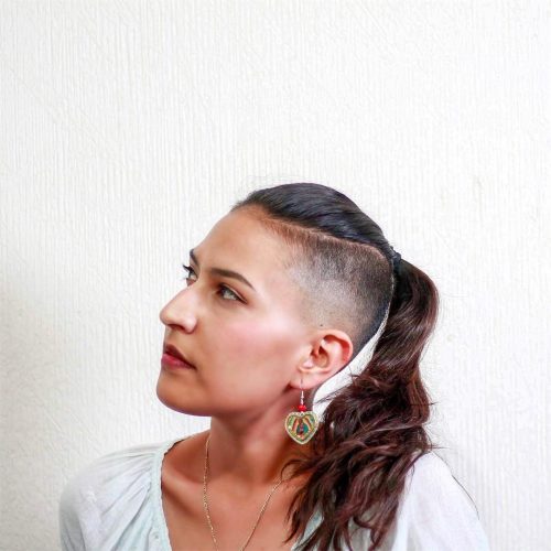 14 sharp long hair with shaved sides for women