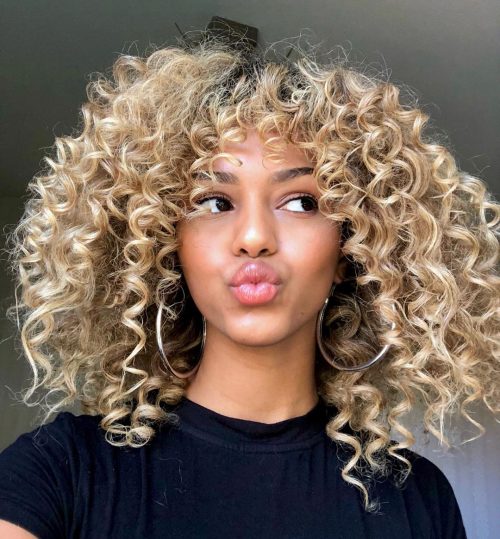 21 cute examples of naturally curly hair with bangs